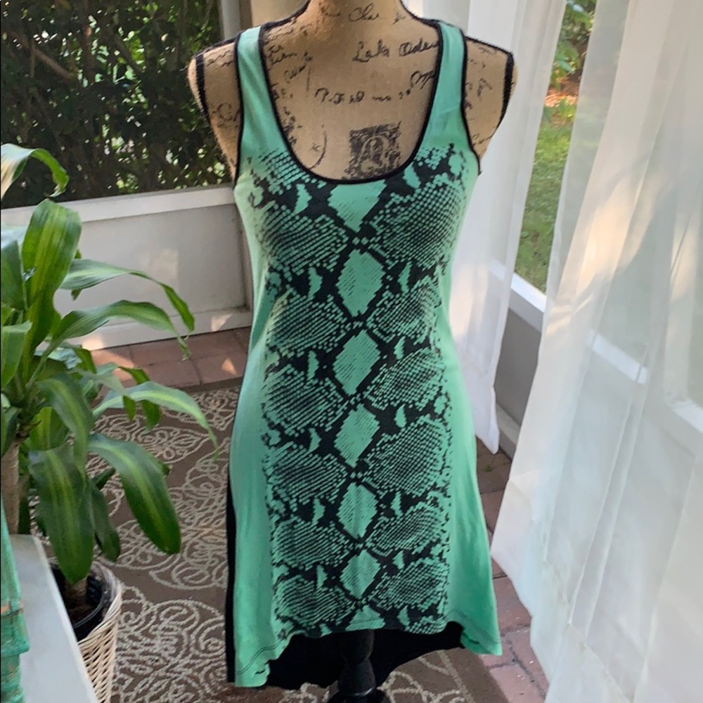 Bebe Hi-Lo Green Sherbet Snake Dress